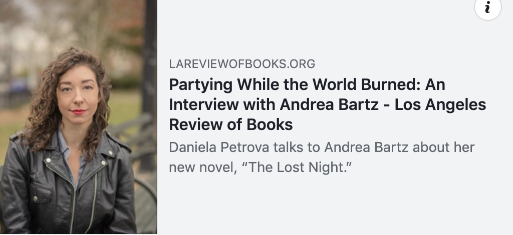 Daniela Petrova talks to Andrea Bartz - LARB